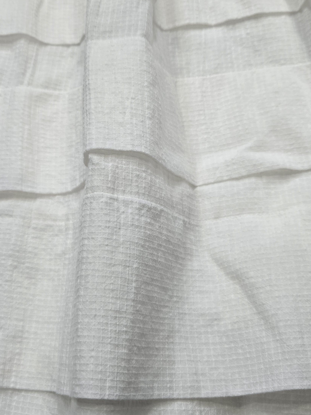 Anthropologie Square-Neck Puff-Sleeve Tiered Mini Dress White M - Picture 12 of 17